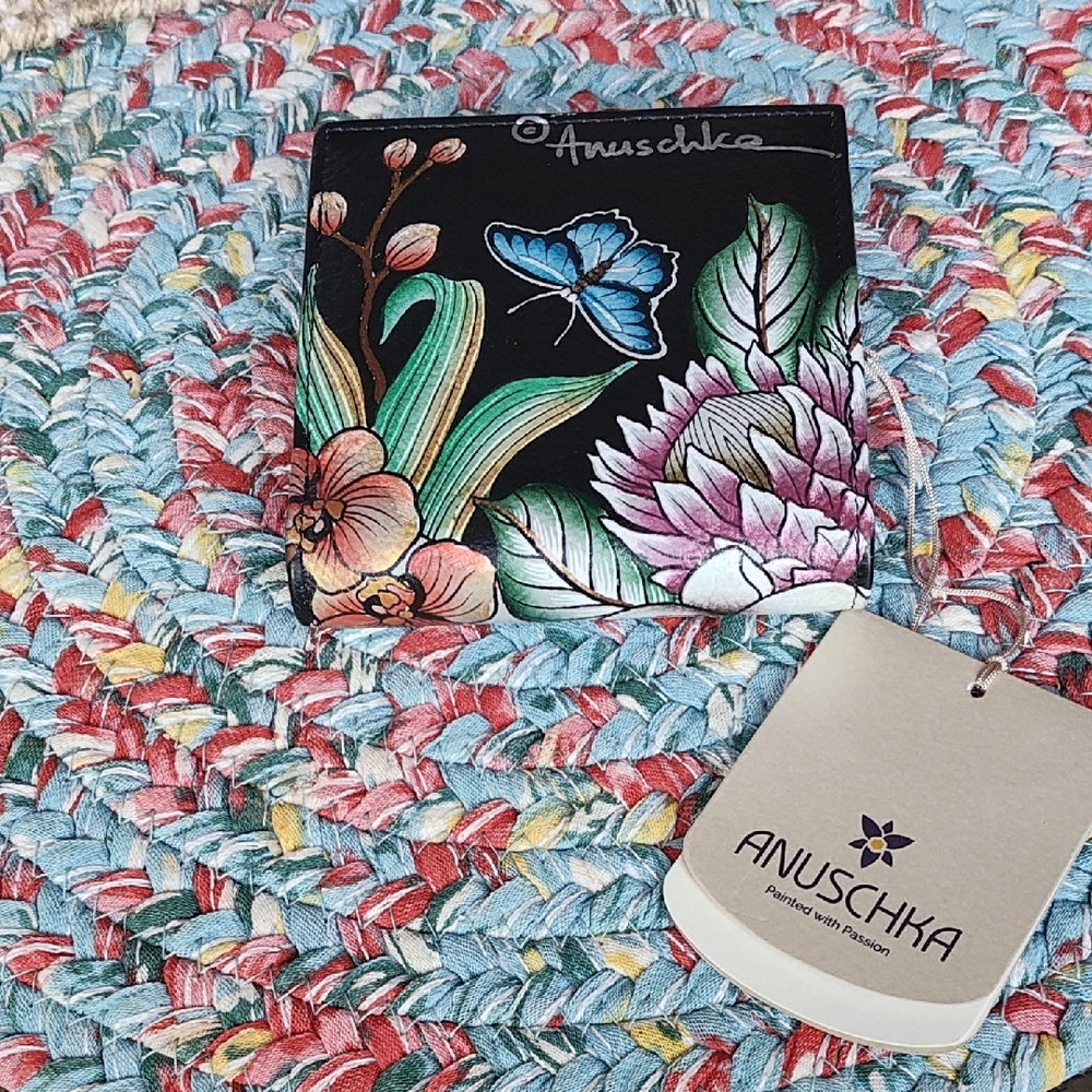 Anuschka Floral Wallet with Butterfly Design